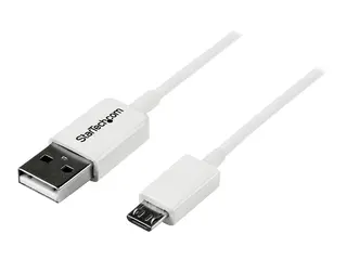 StarTech.com 0.5m White Micro USB Cable Cord A to Micro B - Micro USB Charging Data Cable - USB 2.0 - 1x USB A Male, 1x USB Micro B Male (USBPAUB50CMW) - USB-kabel - Micro-USB type B til USB - 0.5 m