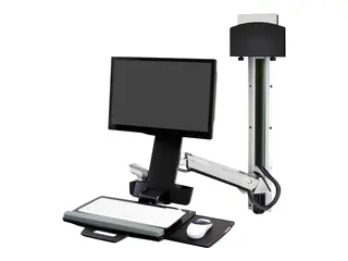 Ergotron StyleView Sit-Stand Combo System monteringssett for LCD-skjerm / tastatur / mus / strekkodeskanner / CPU - liten CPU-holder - polert aluminium
