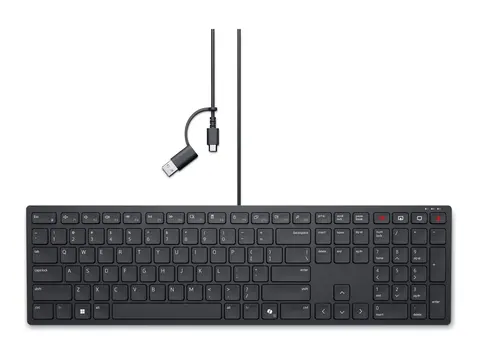 Dell Pro Silent Wired Collaboration Keyboard KB525C Tastatur - USB, USB-C - QWERTY - Pan Nordic - svart - med 3 years NBD Advance Exchange