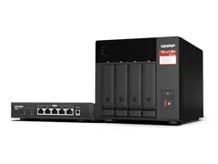 QNAP TS-473A - NAS-server - 4 brønner SATA 6Gb/s - RAID JBOD, 0, 1, 10, 5, 6 - RAM 8 GB - 2.5 Gigabit Ethernet - iSCSI støtte - med QSW-1105-5T-bryter