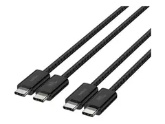Belkin BoostCharge - USB-kabel - 24 pin USB-C (hann) til 24 pin USB-C (hann) 1.5 m - USB Power Delivery (60W), flettet kabel - svart (en pakke 2)