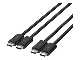 Belkin BoostCharge - USB-kabel - 24 pin USB-C (hann) til 24 pin USB-C (hann) 1.5 m - USB Power Delivery (60W), flettet kabel - svart (en pakke 2)