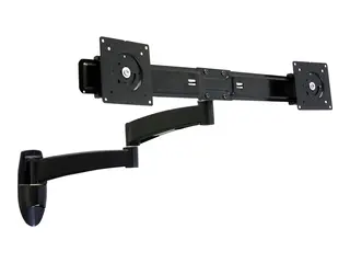 Ergotron 200 Series - Monteringssett (veggbrakett, dobbeltartikuleringsarm, tverrstang, 2 utvidelser, 2 VESA-adaptere) justerbar arm - for 2 LCD-skjermer - stål - svart - skjermstørrelse: inntil 22" - veggmonterbar