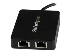 StarTech.com USB-C to Dual Gigabit Ethernet Adapter with USB 3.0 (Type-A) Port USB Type-C Gigabit Network Adapter (US1GC301AU2R) - Nettverksadapter - USB-C - Gigabit Ethernet x 2 + USB 3.0 - for P/N: TB33A1C