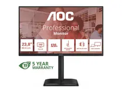 AOC 24E4CV - LED-skjerm - 24&quot; (23.8&quot; synlig) 1920 x 1080 Full HD (1080p) @ 120 Hz - IPS - 300 cd/m&#178; - 1500:1 - 4 ms - HDMI, DisplayPort, USB-C - h&#248;yttalere - svart