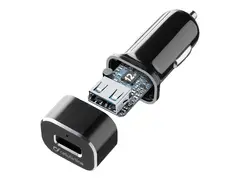 Cellular Line - Bilstr&#248;madapter - 12 watt (USB) p&#229; kabel: Lightning - svart