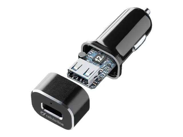 Cellular Line - Bilstrømadapter 12 watt (USB) på kabel: Lightning ...