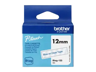 Brother BTAG-133 - Blått på klart - Rull (1,2 cm x 4 m) 1 kassett(er) hengeboks merketape