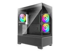 Xilence Xilent Beam - Midi-t&#229;rn ATX - sidepanel med vindu (herdet glass) - ingen str&#248;mforsyning (ATX) - svart - USB/lyd