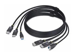 StarTech 6ft (1.8m) Dual-DisplayPort and USB 5Gbps KVM Cable Tastatur / video / musekabel (KVM) - USB-type A, DisplayPort (hann) til USB Type B, DisplayPort (hann) - 1.83 m - 4K 60Hz støtte, HDR10-støtte - svart