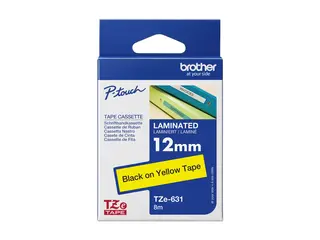 Brother TZe-631 - Selv-adhesiv - svart på gult Rull (1,2 cm x 8 m) 1 kassett(er) laminert teip - for Brother PT-H110; P-Touch PT-D800, H200; P-Touch Cube PT-P300; P-Touch Cube Plus PT-P710