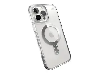 Speck Presidio Perfect-Clear - Baksidedeksel for mobiltelefon med klikkl&#229;s - MagSafe-samsvar - gummi - blank, krom - for Apple iPhone 16 Pro Max