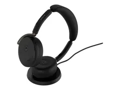 Jabra Evolve3 65 Flex MS - Hodesett - on-ear Bluetooth - trådløs, kablet - aktiv støydemping - USB-A via Bluetooth-adapter, USB-C - svart - Certified for Microsoft Teams, Zoom Certified, Works With Google Meet, MFi Certified