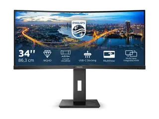 Philips B Line 346B1C - LED-skjerm kurvet - 34&quot; - 3440 x 1440 UWQHD @ 100 Hz - VA - 300 cd/m&#178; - 3000:1 - 5 ms - HDMI, DisplayPort, USB-C - h&#248;yttalere - svart tekstur