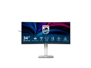 Philips 34B2U5600C - 5000 Series LED-skjerm - kurvet - USB - 34&quot; - 3440 x 1440 WQHD @ 120 Hz - VA - 300 cd/m&#178; - 4000:1 - 4 ms - 2xHDMI, DisplayPort, USB-C - h&#248;yttalere - koksgr&#229;
