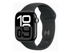 Apple Watch Series 10 (GPS + Cellular) - 42 mm jet svart aluminium - smartklokke med sportsb&#229;nd - fluorelastomer - svart - b&#229;ndbredde: S/M - 64 GB - LTE, Wi-Fi 4, UWB, Bluetooth - 4G - 29.3 g