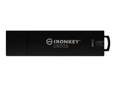 Kingston IronKey D500S - USB-flashstasjon kryptert - FIPS 140-3 Level 3 - 64 GB - USB 3.2 Gen 1 - TAA-samsvar
