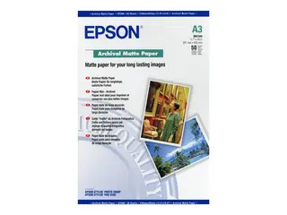 Epson Archival Matte Paper - Matt - A3 (297 x 420 mm) 192 g/m² - 50 ark papir - for SureColor SC-P700, P7500, P900, P9500, T2100, T3100, T3400, T3405, T5100, T5400, T5405