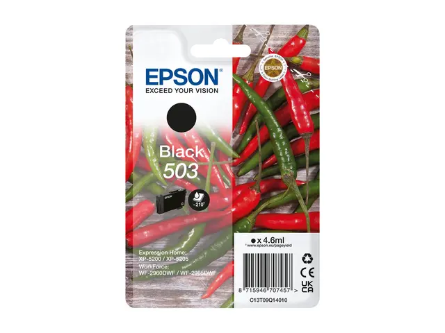 Epson 503 - 4.6 ml svart original blære med RF/lyd-alarm blekkpatr...