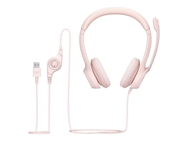 Logitech H390 - Hodesett on-ear kablet USB-A rosa