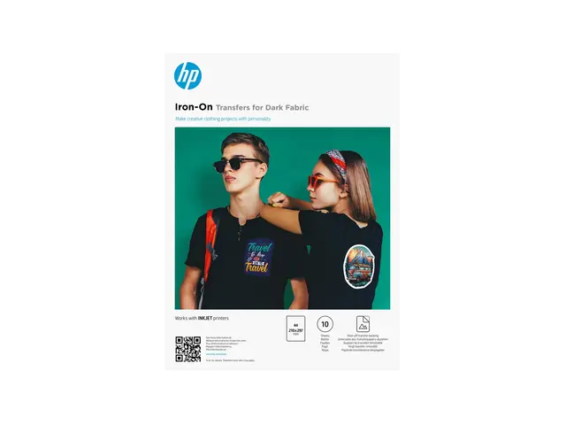 HP - Matt A4 (210 x 297 mm) 10 ark påstrykningsbilder