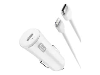 Cellular Line - Bilstr&#248;madapter - 20 watt PD (24 pin USB-C) - p&#229; kabel: Lightning - hvit