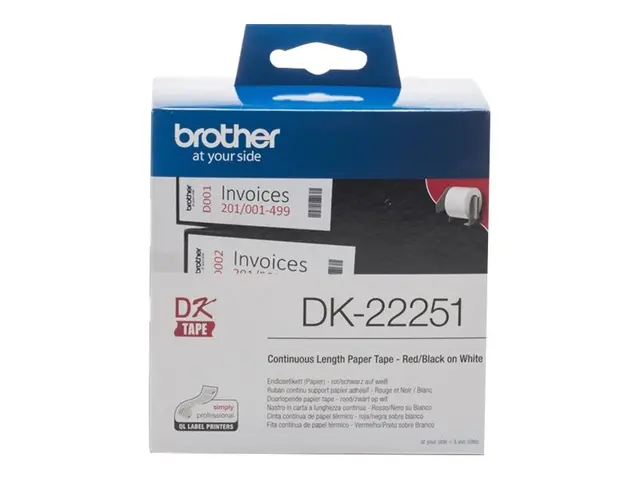 Brother DK22251 - Svart/rød på hvitt - Rull (6,2 cm x 15,24 m) 1 r...