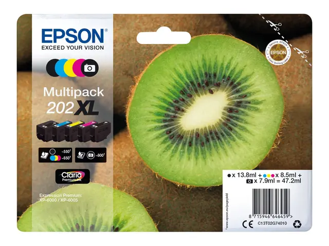 Epson 202XL Multipack - 5-pack - 47.2 ml - XL - svart, gul, cyan, ...