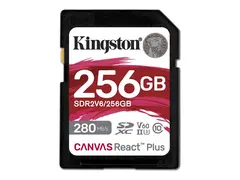 Kingston Canvas React Plus - Flashminnekort 256 GB - Video Class V60 / UHS-II U3 / Class10 - SDXC UHS-II