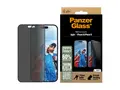 PanzerGlass - Skjermbeskyttelse for mobiltelefon ultrabred passform - glass - med personvernsfilter - 2-veis - rammefarge svart - for Apple iPhone 16
