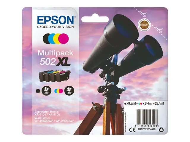 Epson 502XL Multipack - 4-pack - 28.4 ml - høykapasitets - svart, ...