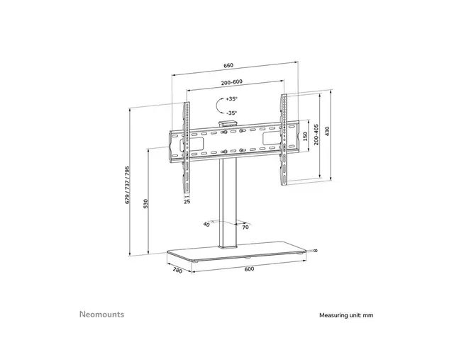 Neomounts DS45-430BL16 - Stativ for TV stål svart skjermstørrelse:...