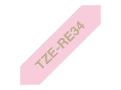 Brother TZe-RE34 - Gull på rosa Rull (1,2 cm x 4 m) 1 kassett(er) ...