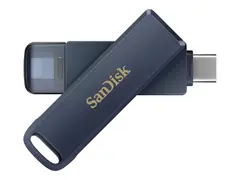 SanDisk Phone Drive - USB-flashstasjon 256 GB - USB-C / Lightning - metallisk sky