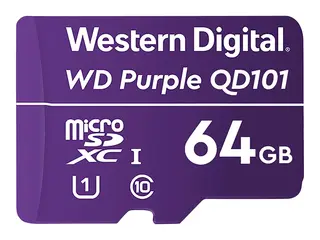 WD Purple SC QD101 WDD064G1P0C Flashminnekort - 64 GB - UHS-I U1 / Class10 - microSDXC UHS-I - purpur