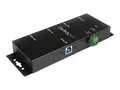 StarTech.com 4-Port USB 3.0 Hub - Metal Industrial USB-A Hub Wall or Desk Mountable USB Data Hub - TAA Compliant USB Expander Hub (ST4300USBM) - hub - 4 porter
