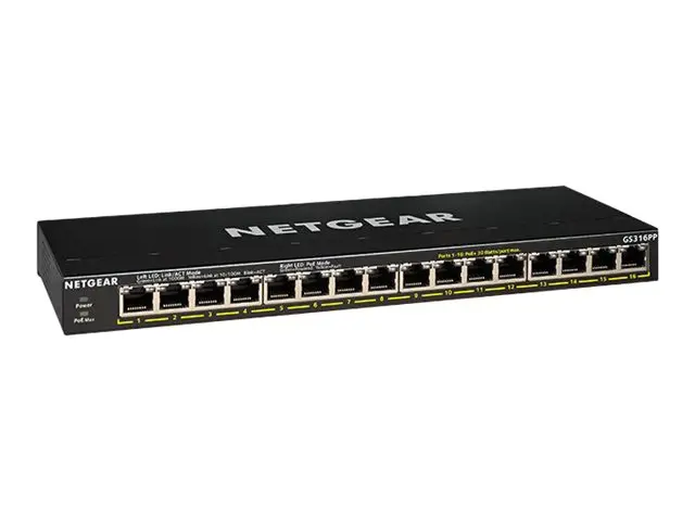 NETGEAR GS316P - Switch - ikke-styrt - 16 x 10/100/1000 (PoE+) - s...