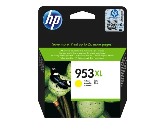 HP 953XL - 18 ml Høy ytelse gul original hengeboks blekkpatron for...