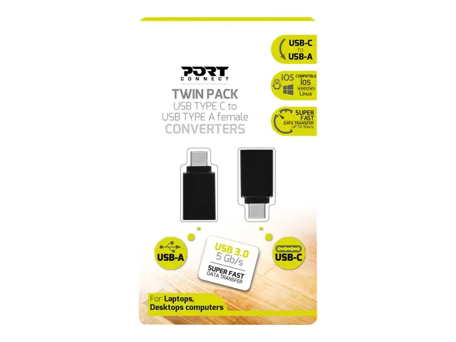 PORT Connect - USB-adapter USB-type A (hunn) til USB-C (hann) USB ...