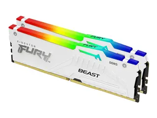 Kingston FURY Beast RGB - DDR5 - sett - 32 GB: 2 x 16 GB DIMM 288-pin - 3000 MHz / PC5-48000 - CL36 - 1.35 V - ikke-bufret - on-die ECC - hvit