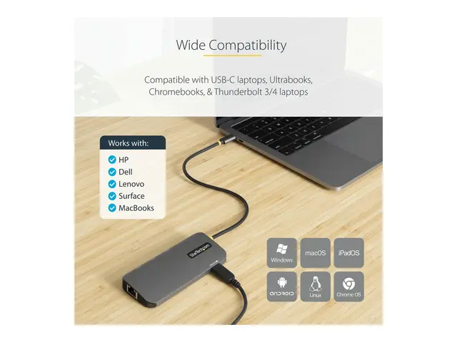 StarTech.com USB C Multiport Adapter, 4K 60Hz HDMI Video, 3-Port 5...