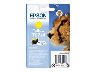 Epson T0714 - 5.5 ml - gul - original - blekkpatron for Stylus DX9400, SX115, SX210, SX215, SX218, SX415, SX515, SX610; Stylus Office BX310, BX610