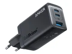 Anker 735 - Str&#248;madapter - 65 watt 5 A - Anker PowerIQ 4.0 - 3 utgangskontakter (2 x USB-C, USB-type A) - svart