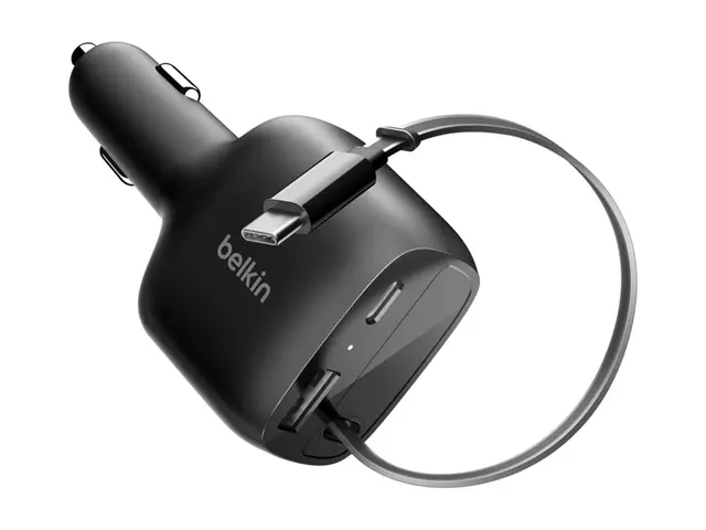 Belkin BoostCharge - Bilstrømadapter retraktabel 75 watt Fast Char...
