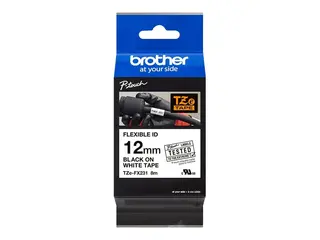 Brother TZe-FX231 - Selv-adhesiv - svart på hvitt Rull (1,2 cm x 8 m) 1 kassett(er) laminert teip - for P-Touch PT-E550; P-Touch Cube PT-P910; P-Touch Cube Plus PT-P710; P-Touch Cube Pro PT-P910