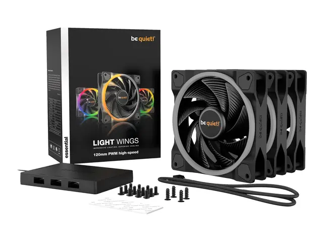 be quiet! Light Wings - Kabinettvifte 120 mm svart (en pakke 3)