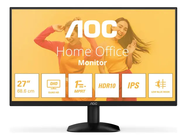 AOC Basic-line Q27B35E - LED-skjerm - 27" 2560 x 1440 QHD @ 75 Hz - IPS - 300 cd/m² - 1500:1 - HDR10 - 1 ms - HDMI, DisplayPort - svart 