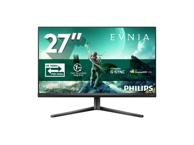 Philips Evnia 3000 27M2N3800A - LED-skjerm gaming - 27" - 3840 x 2160 4K UHD (2160p) @ 320 Hz - Fast IPS - 450 cd/m² - 1000:1 - DisplayHDR 400 - 0.5 ms - 2xHDMI, DisplayPort - høyttalere - koksgrå 