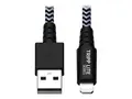 Eaton Tripp Lite Series Heavy-Duty USB-A to Lightning Sync/Charge Cable, MFi Certified M/M, USB 2.0, 3 ft. (0.91 m) - Lightning-kabel - USB hann til Lightning hann - 90 cm - hvit, svart