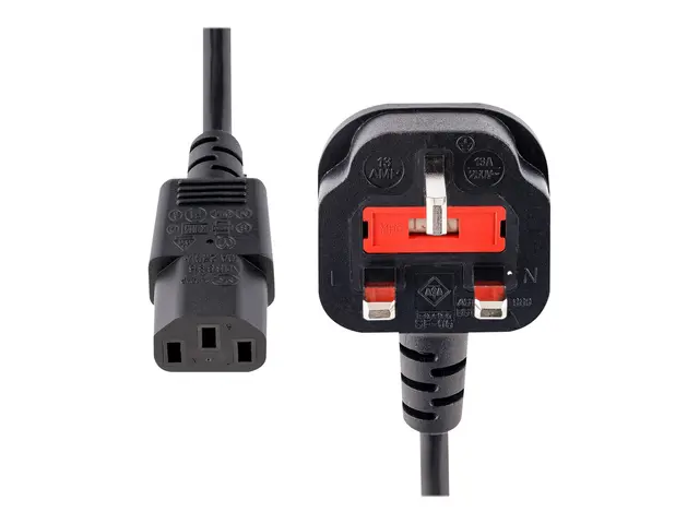 StarTech.com 3ft (1m) UK Computer Power Cable, BS 1363 to C13 Cord...